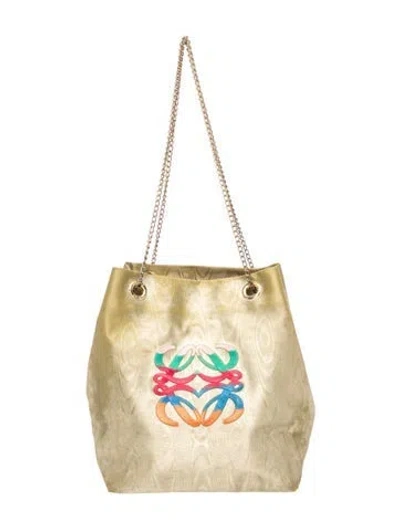 Pre-owned Loewe Nylon Tote Vintage In Gold