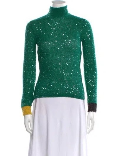 Pre-owned Loewe Nylon Turtleneck Sweater In Green