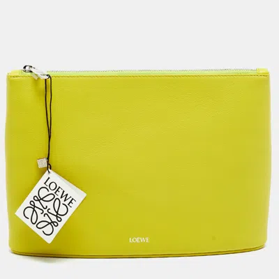 Pre-owned Loewe Oblong Lime Green Leather Pouch