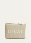 Loewe Oblong Logo Canvas Pouch Bag In Ecru