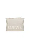 Loewe Oblong Pouch In Linen In Beige