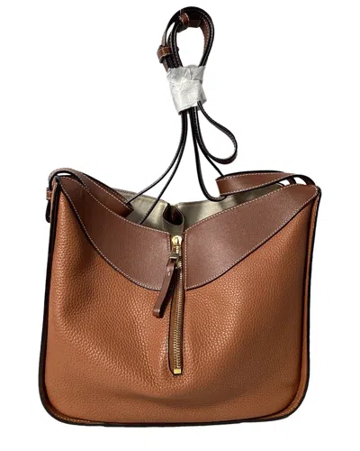 Loewe Ochre Calfskin Leather Small Hammock Shoulder Bag (authentic Pre-loved) In Brown