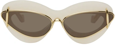 Loewe Off-white & Gold Double Frame Sunglasses In Brown