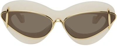 Loewe Off-white & Gold Double Frame Sunglasses In Brown
