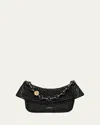 Loewe Ola Small Shoulder Bag In Raffia And Leather In Black