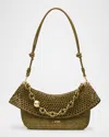 Loewe Ola Small Shoulder Bag In Raffia And Leather In Dark Khaki Green