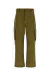 Loewe Wide Leg Cargo Trousers With Button Detailing In Green