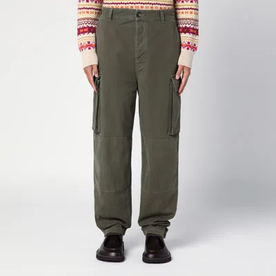 LOEWE LOEWE OLIVE GREEN COTTON CARGO TROUSERS