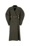 Loewe Circle Trench Coat With Belted Waist In Lodengreen