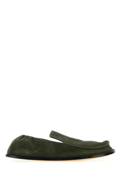 Loewe Olive Green Suede Flex Loafers