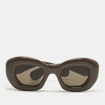 Pre-owned Loewe Olive Green/black Lw40117i Inflated Cat Eye Sunglasses
