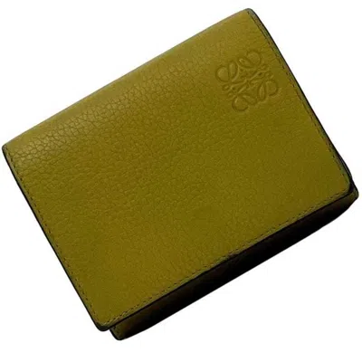 Pre-owned Loewe Olive Yellow Leather Wallet (tri-fold) () In Multi