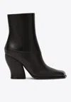 Loewe Two-tone Leather Onda Ankle Boots In Black