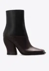 Loewe Two-tone Leather Onda Ankle Boots In Brown