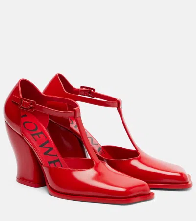 Loewe Onda 90 Leather Pumps In Red