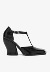 Loewe Onda 90 T-bar Pumps In Brushed Leather In Black