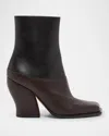 Loewe Two-tone Leather Onda Ankle Boots In Blackdark Brown
