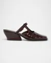 Loewe Onda Croc-embossed Leather Mules In Burgundy