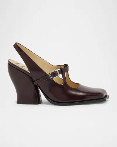 LOEWE ONDA LEATHER MARY JANE SLINGBACK PUMPS