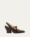Loewe Onda Slingback Pumps In Brushed Calf Leather In Burgundy