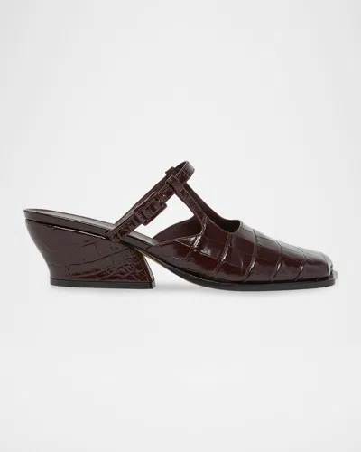 Loewe Onda Leather Mules In Black