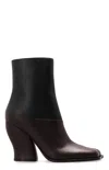 Loewe Two-tone Leather Onda Ankle Boots In Black, Dark Brown