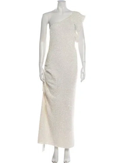 Pre-owned Loewe One-shoulder Long Dress In White