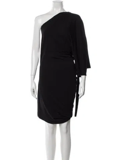 Pre-owned Loewe One-shoulder Mini Dress In Black
