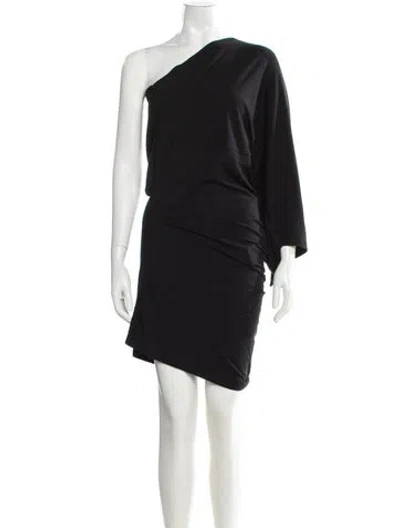 Pre-owned Loewe One-shoulder Mini Dress In Black