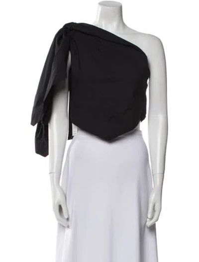 Pre-owned Loewe One-shoulder Three-quarter Sleeve Crop Top W/ Tags In Black