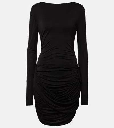 Loewe Open-back Draped Jersey Minidress In Black