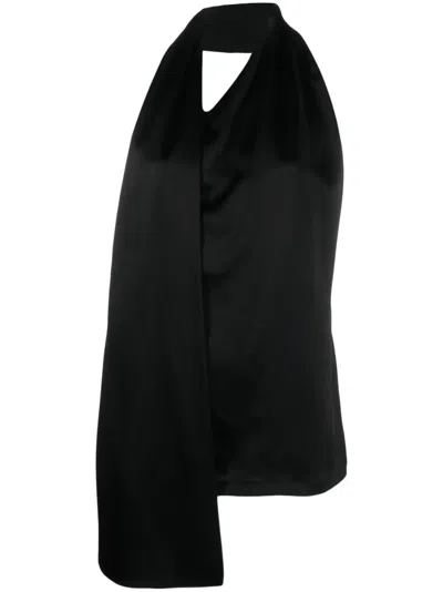 Loewe Satin Mini Dress In Black