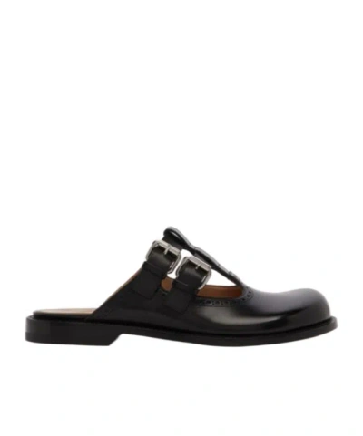 Loewe Campo Leather Mary Jane Mules In Black
