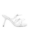 Loewe Petal Leather Mules Metallic Finish In White