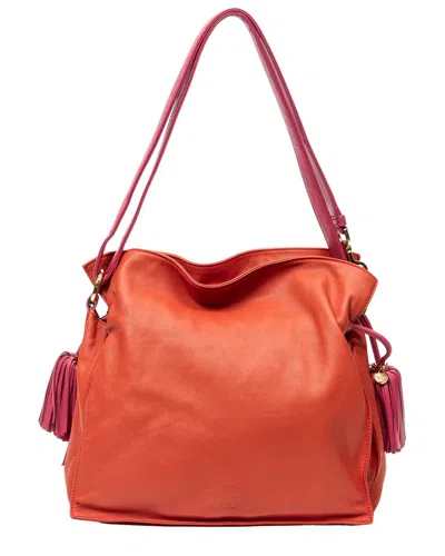 Pre-owned Loewe Orange & Pink Calfskin Leather Medium Bicolor Tassel Flamenco (authentic  Pre-loved)