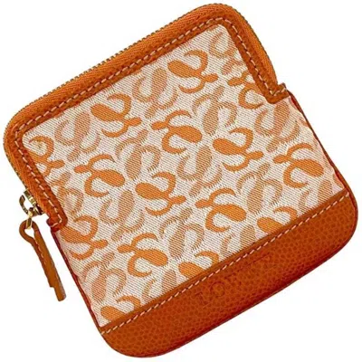 Pre-owned Loewe Orange Canvas Leather Coin Purse/coin Case ()