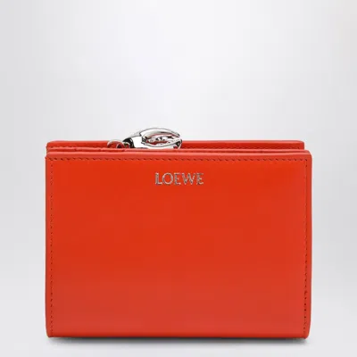 Loewe Claw Compact Wallet In Glossy Lambskin In Orange