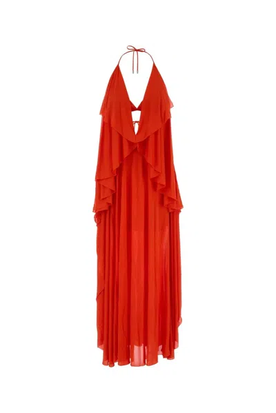 Loewe Orange Crepe Paula S Ibiza Dress In Red