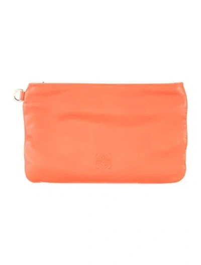 Pre-owned Loewe Orange Leather Cosmetic Bag