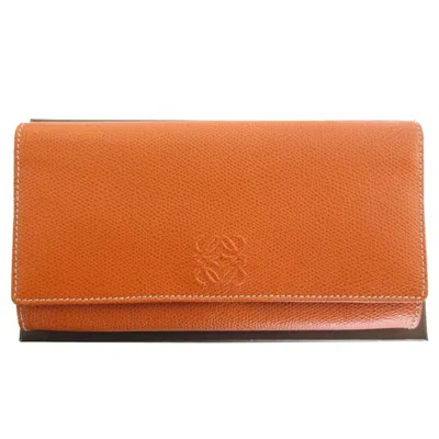 Pre-owned Loewe Orange Leather Long Wallet (bi-fold) ()