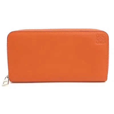Pre-owned Loewe Orange Leather Long Wallet (bi-fold) ()