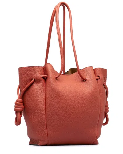 Loewe Orange Leather Small Flamenco Knot Tote (authentic Pre-loved) In Red
