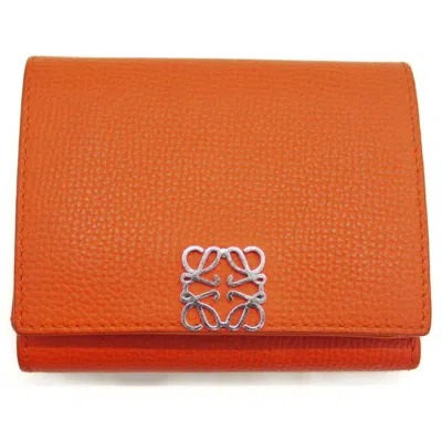 Pre-owned Loewe Orange Leather Wallet (tri-fold) ()