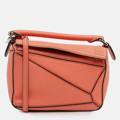 Pre-owned Loewe Orange Mini Calfskin Puzzle Satchel