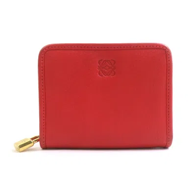 Pre-owned Loewe Orange Red Leather Coin Purse/coin Case ()