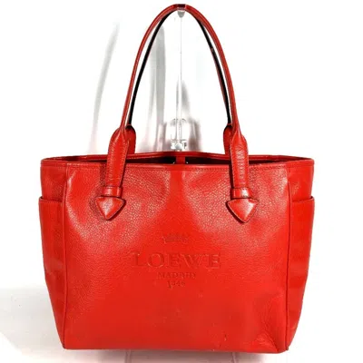 Pre-owned Loewe Orange Red Leather Shoulder Bag Tote Bag ()