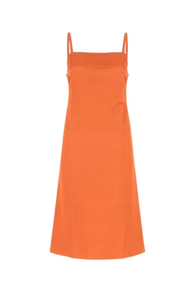 Loewe Orange Satin Dress In Brightorange