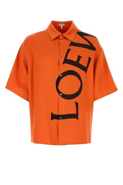 Loewe Graphic Print Boxy Silhouette Short Sleeve Shirt In Orange