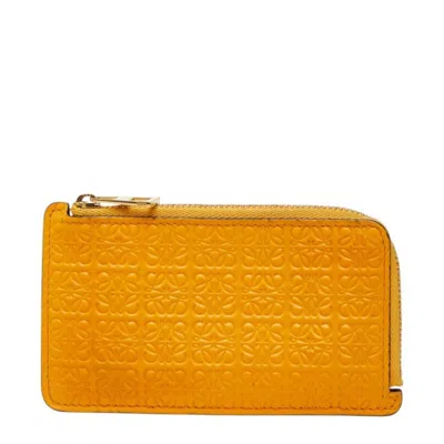 Pre-owned Loewe Orange Yellow Leather Coin Purse/coin Case ()