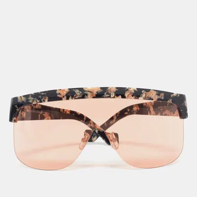 Pre-owned Loewe Orange/black Lw40034u Floral Mask Shield Sunglasses